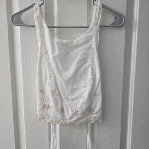 Free People Embroidered Tie Top